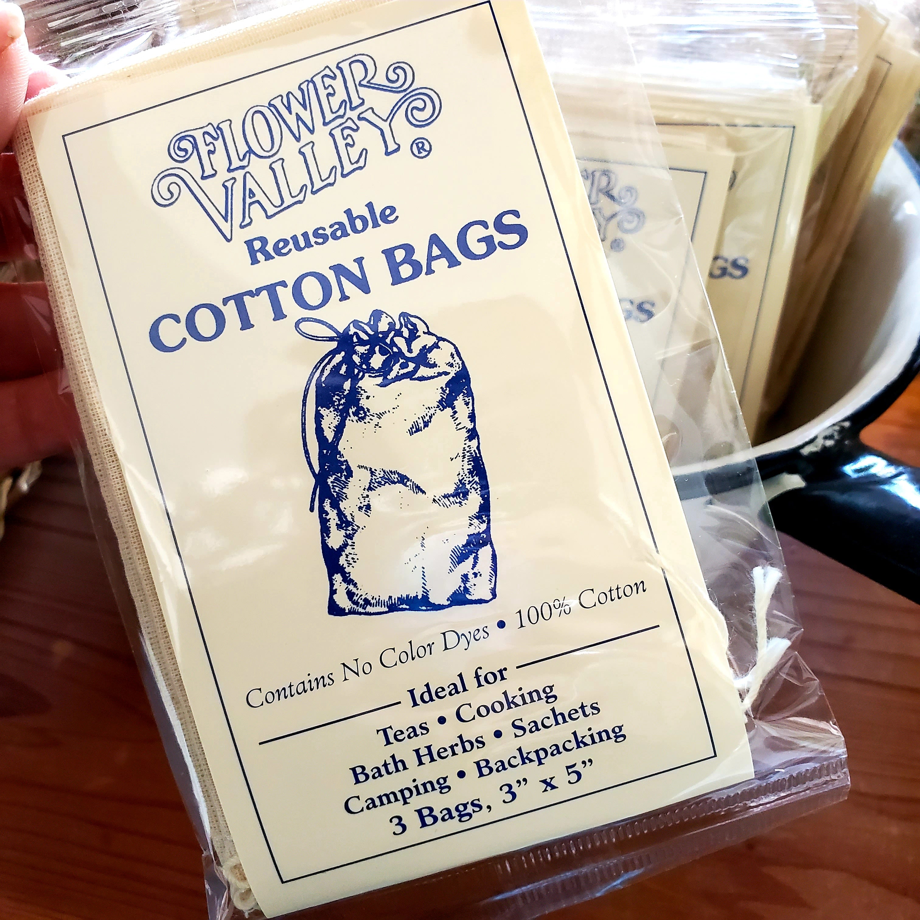 Flower Valley Reusable Cotton Bags 3 pk